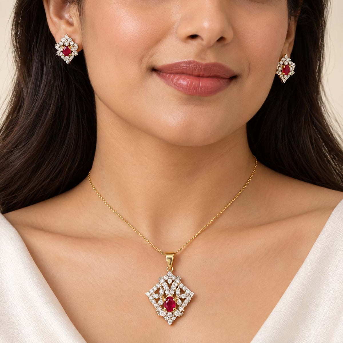 Butterfly of Grace Diamond Pendant Set