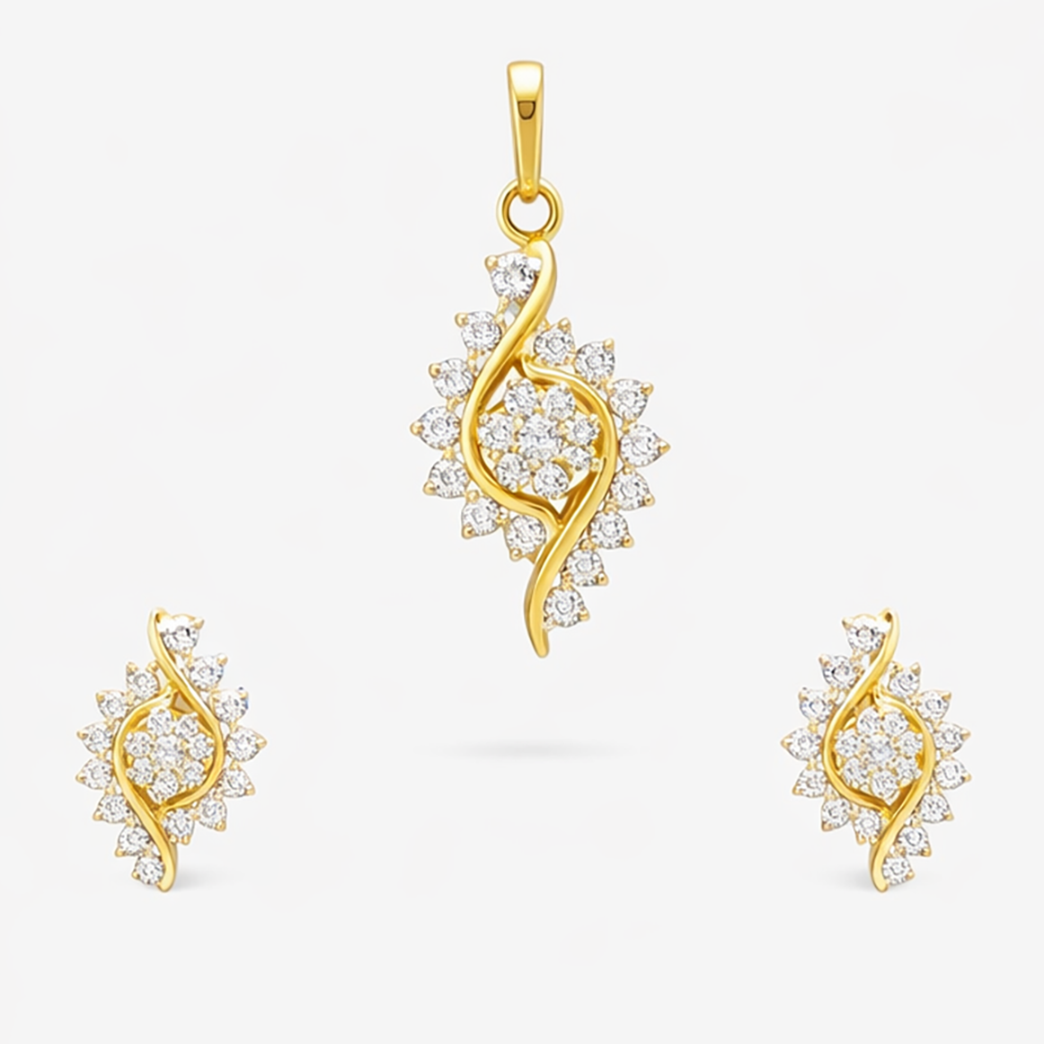 Celeste Bloom Diamond Pendant Set | Savya Jewels | 18-kt-gold