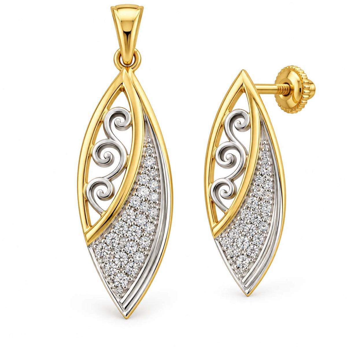 Aurora Gleam 14K Gold Diamond Pendant Set