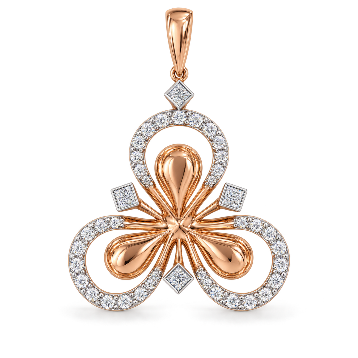 Rose Gold Floral Diamond Pendant for Women | Savya Jewels
