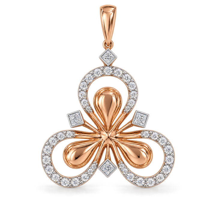 Rose Gold Floral Diamond Pendant for Women | Savya Jewels