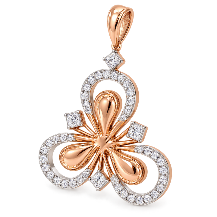 Rose Gold Floral Diamond Pendant for Women | Savya Jewels