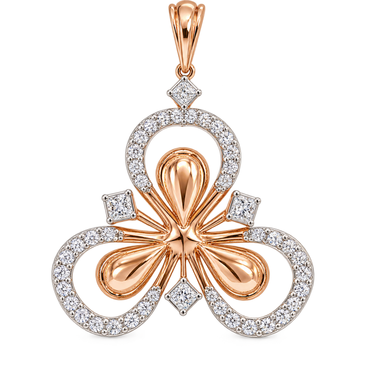Rose Gold Floral Diamond Pendant for Women | Savya Jewels
