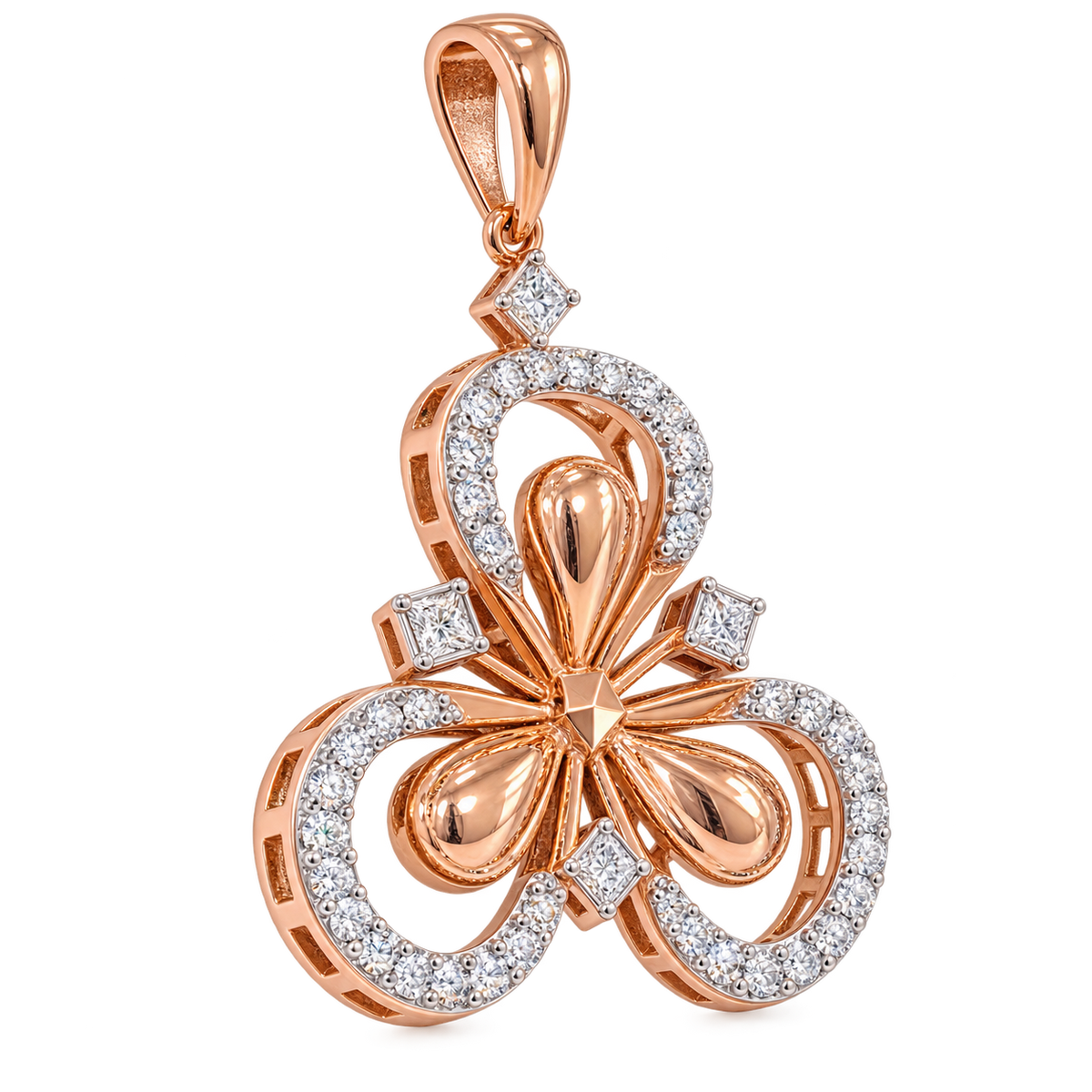 Rose Gold Floral Diamond Pendant for Women | Savya Jewels