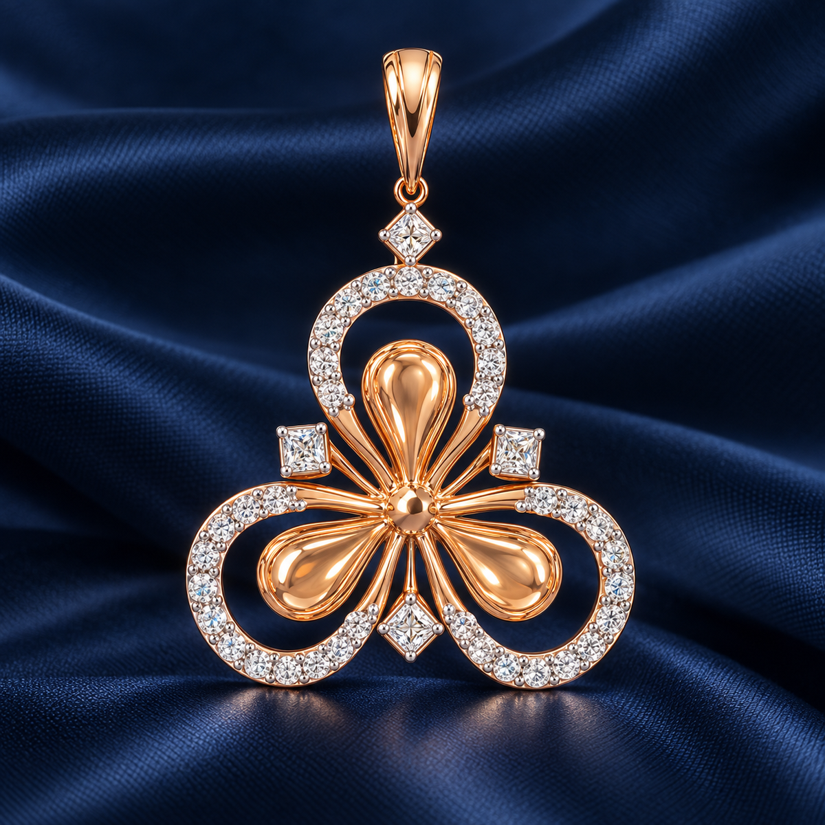 Rose Gold Floral Diamond Pendant for Women | Savya Jewels