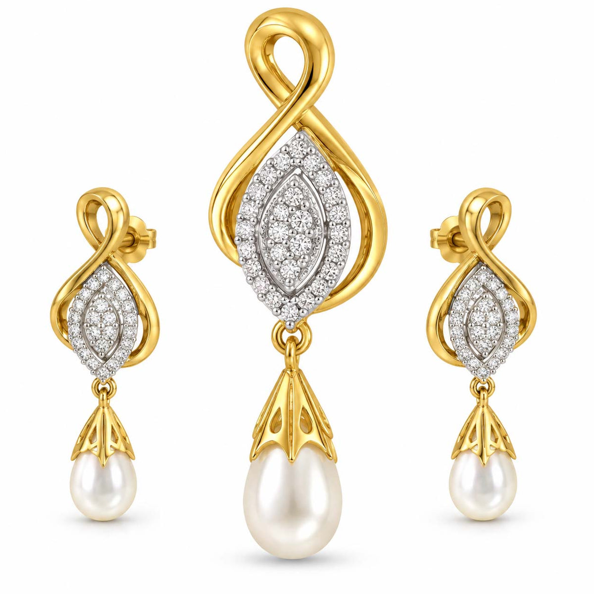 Ethereal Charm 18K Gold Diamond Pendant Set