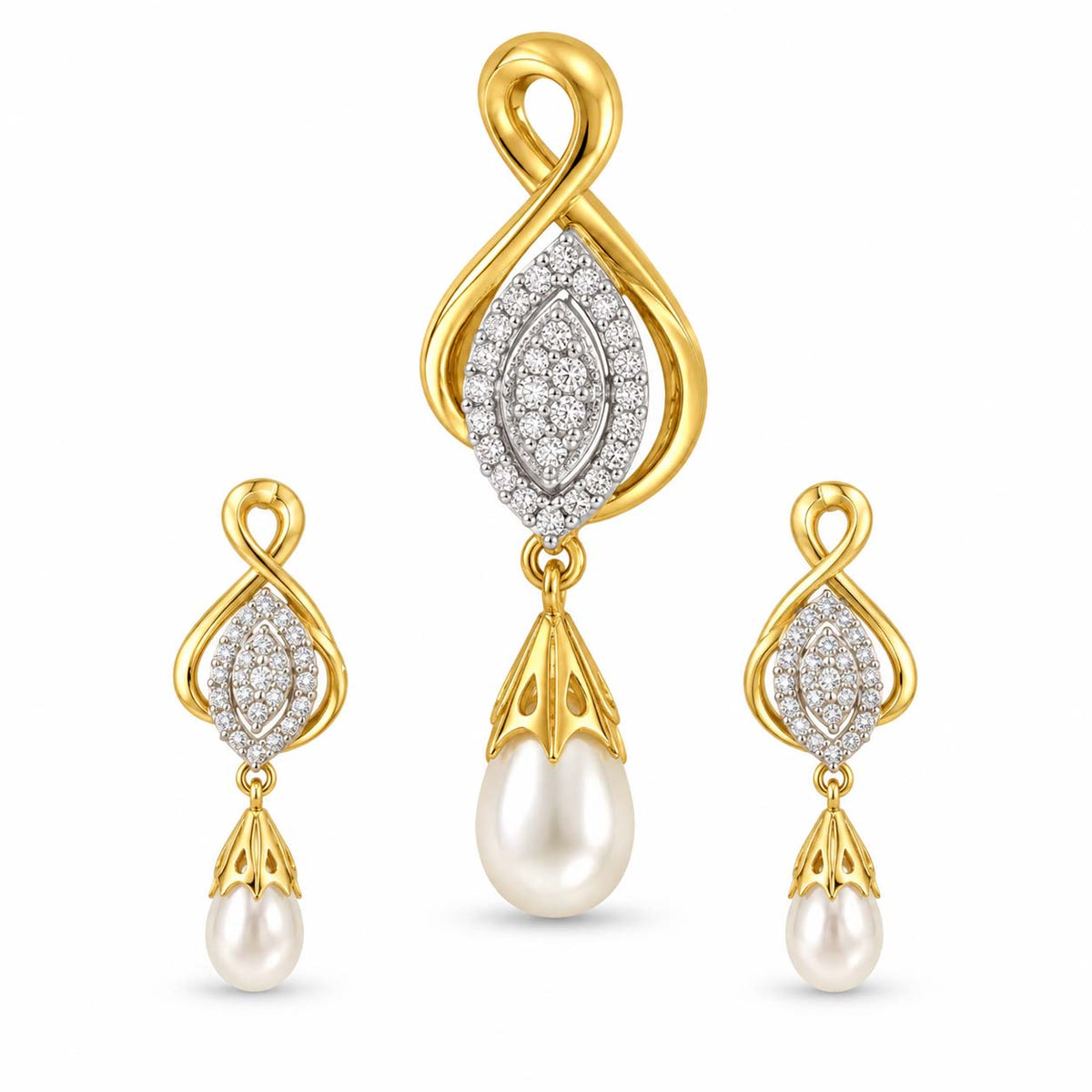 Ethereal Charm 18K Gold Diamond Pendant Set