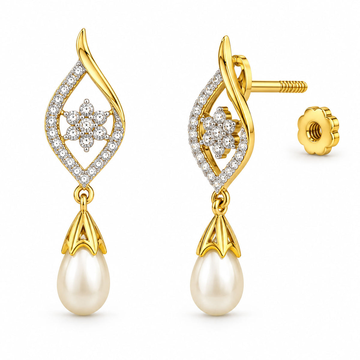 Royale Diamond Pearl Drop Pendant Set