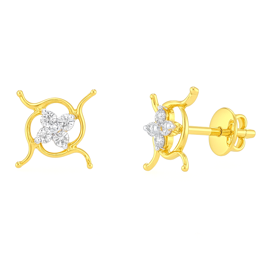 Best Four-Petal Floral Diamond Stud in Meerut | Savya Jewels