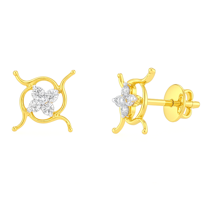 Best Four-Petal Floral Diamond Stud in Meerut | Savya Jewels
