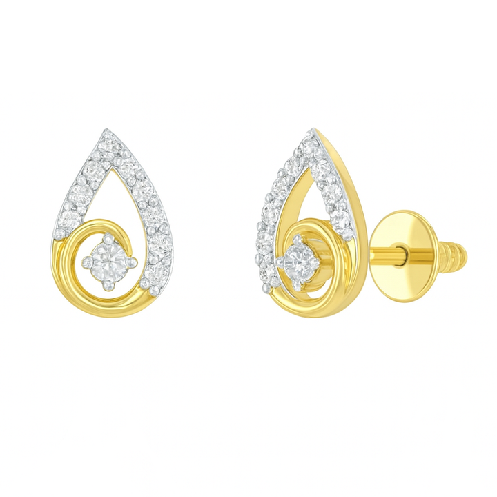 Classic Loop Pear Diamond Stud | Savya Jewels | 18-kt-gold