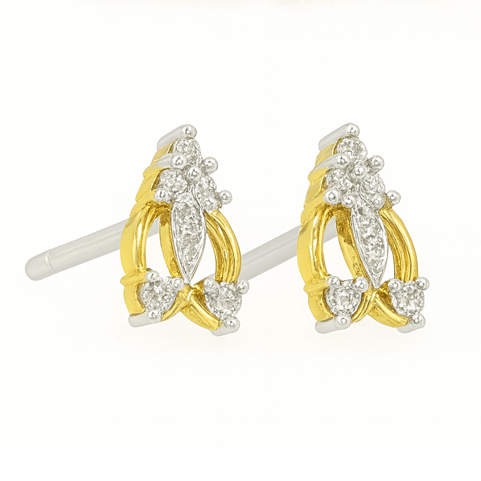 Best Golden Marquise Floral Diamond Stud in Meerut | Savya Jewels