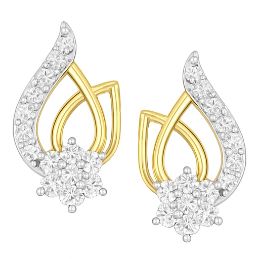 Twirl Petal Gold & Diamond Tops | Savya Jewels | 18-kt-gold