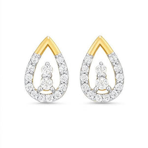 Golden Dewdrop Diamond Earrings | Savya Jewels | 18-kt-gold