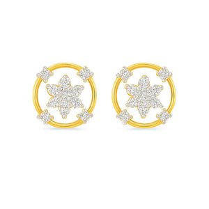 Yellow Gold Bloom Diamond Earring | Savya Jewels | 18-kt-gold