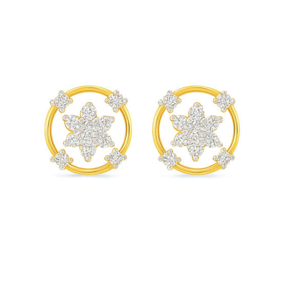 Yellow Gold Bloom Diamond Earring | Savya Jewels | 18-kt-gold