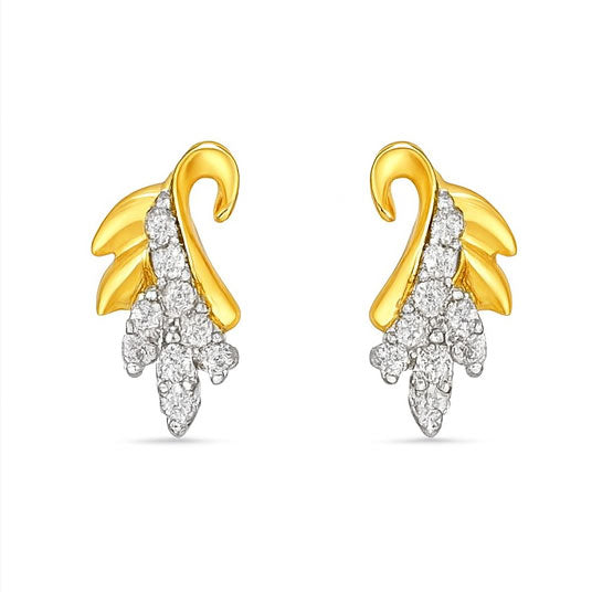 Leafy Glow Diamond Tops | Savya Jewels | 18-kt-gold
