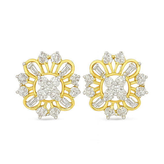 Opulent Flower Cluster Tops | Savya Jewels | 18-kt-gold