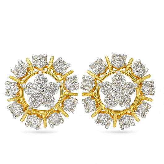 Radiant Halo Star Diamond Tops | Savya Jewels | 18-kt-gold