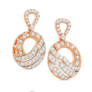 Rose & White Swirl Diamond Earrings | Savya Jewels | 18-kt-gold