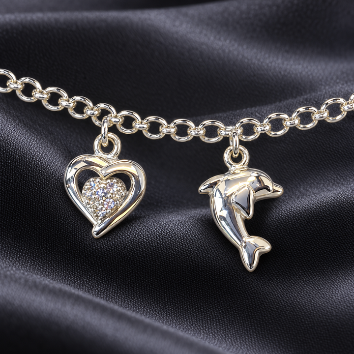 Dolphin Design Silver Link Bracelet for Women | Savya Jewels