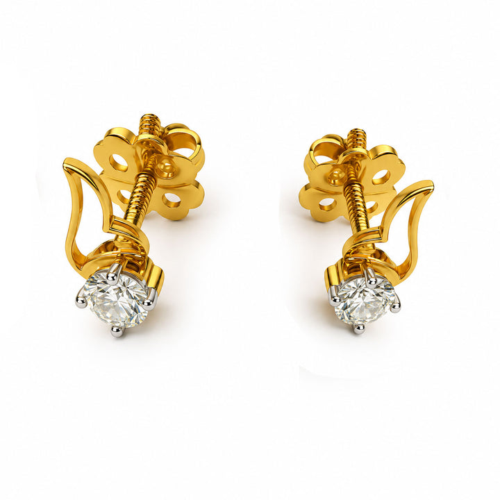 Diamond Stud Earrings in 14Kt Yellow Gold