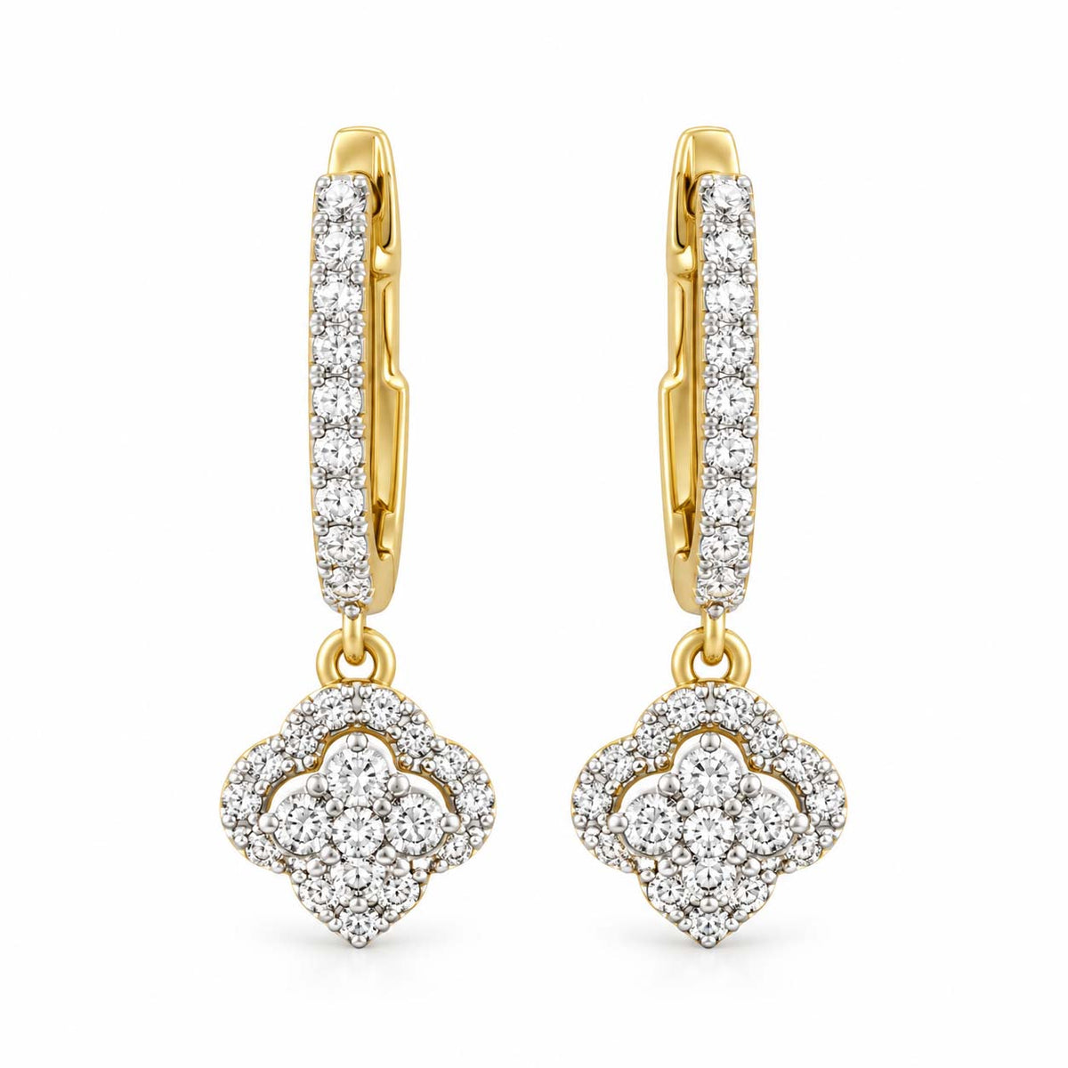 Brilliant Cut Diamond Bali Earrings 1.03 Ct | 14Kt Gold | Savya Jewels