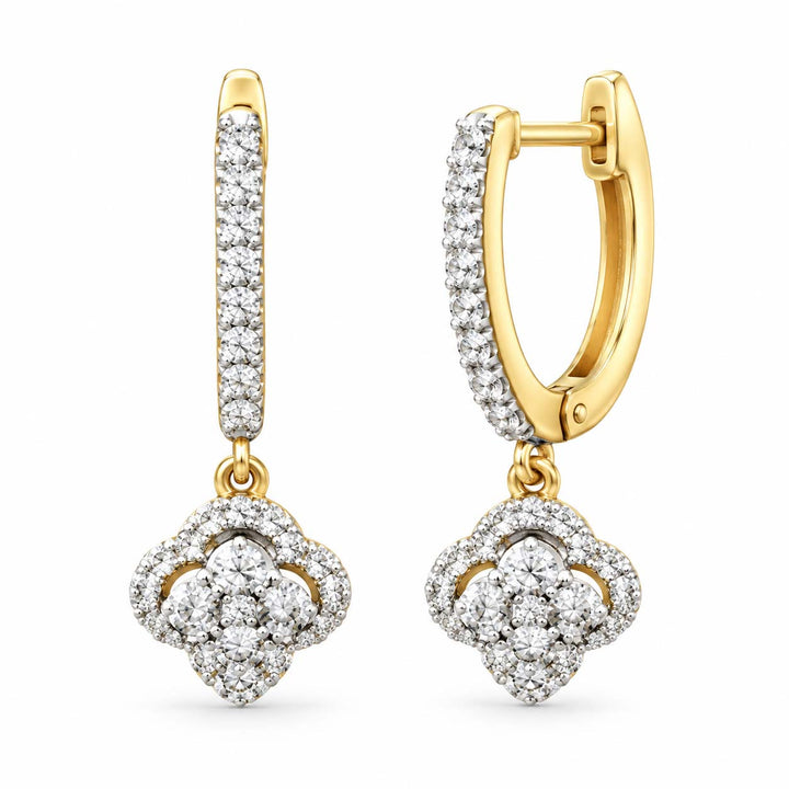 Brilliant Cut Diamond Bali Earrings 1.03 Ct | 14Kt Gold | Savya Jewels