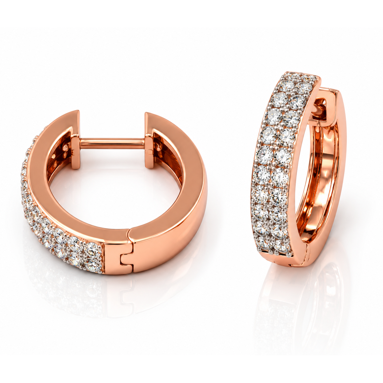 Radiant Diamond Bali Earrings – Brilliant-Cut Diamonds in 14Kt Gold with Luxurious Sparkle