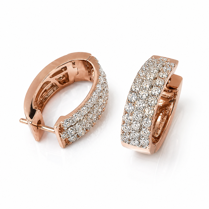 Opulent Diamond Bali Earrings – 1.15 Ct Brilliant-Cut Diamonds in 14Kt Gold for Timeless Luxury