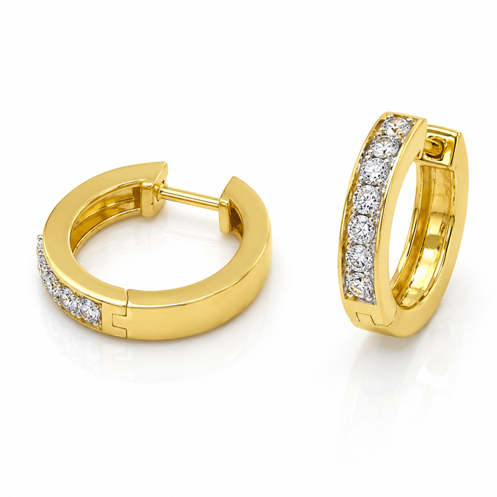 Lustrous Diamond Bali Earrings – 0.66 Ct Brilliant-Cut Diamonds in 14Kt Gold for Timeless Style