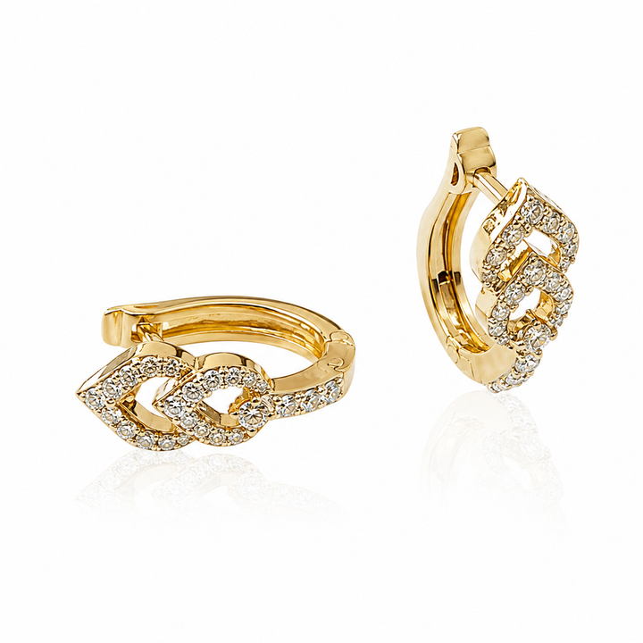 Delicate Diamond Bali Earrings – Brilliant-Cut Diamonds in 14Kt Gold for Everyday Elegance