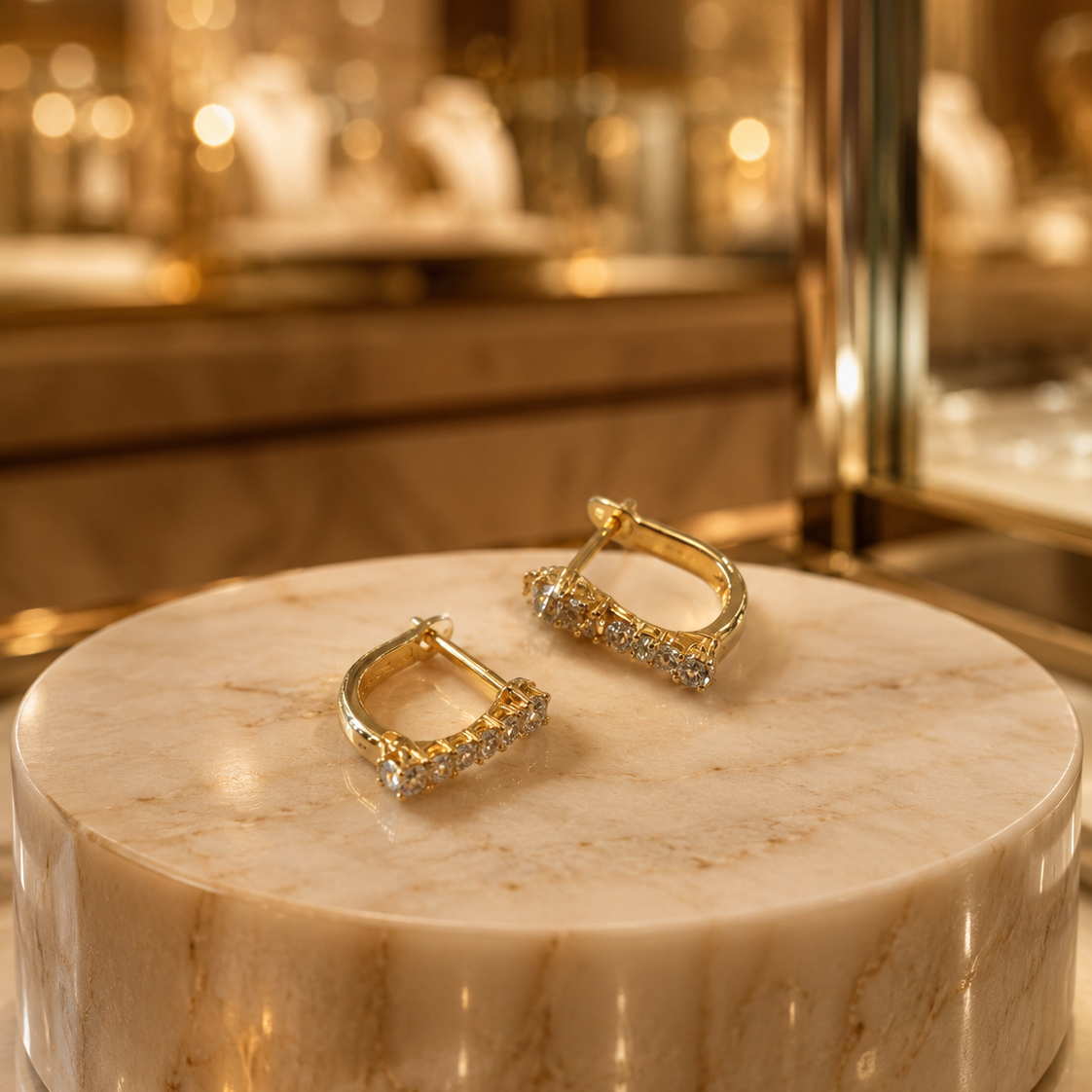 Everyday Elegance Diamond Bali Earrings – Brilliant-Cut Diamonds in 14Kt Gold for Daily Wear