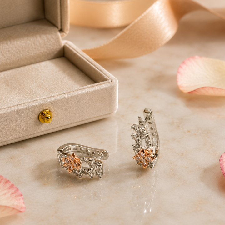 Brilliant Diamond Bali Earrings – 0.80 Ct Diamonds in 14Kt Gold for Effortless Everyday Glamour