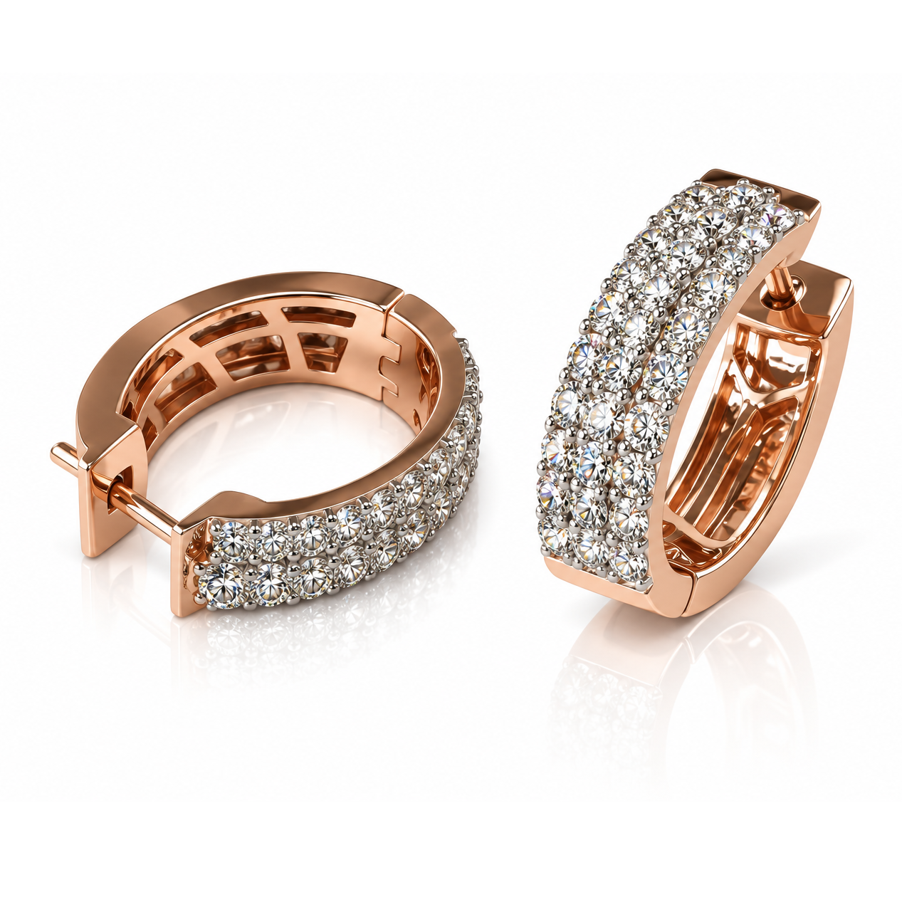 Opulent Diamond Bali Earrings – 1.15 Ct Brilliant-Cut Diamonds in 14Kt Gold for Timeless Luxury