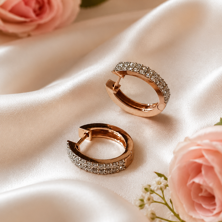 Radiant Diamond Bali Earrings – Brilliant-Cut Diamonds in 14Kt Gold with Luxurious Sparkle