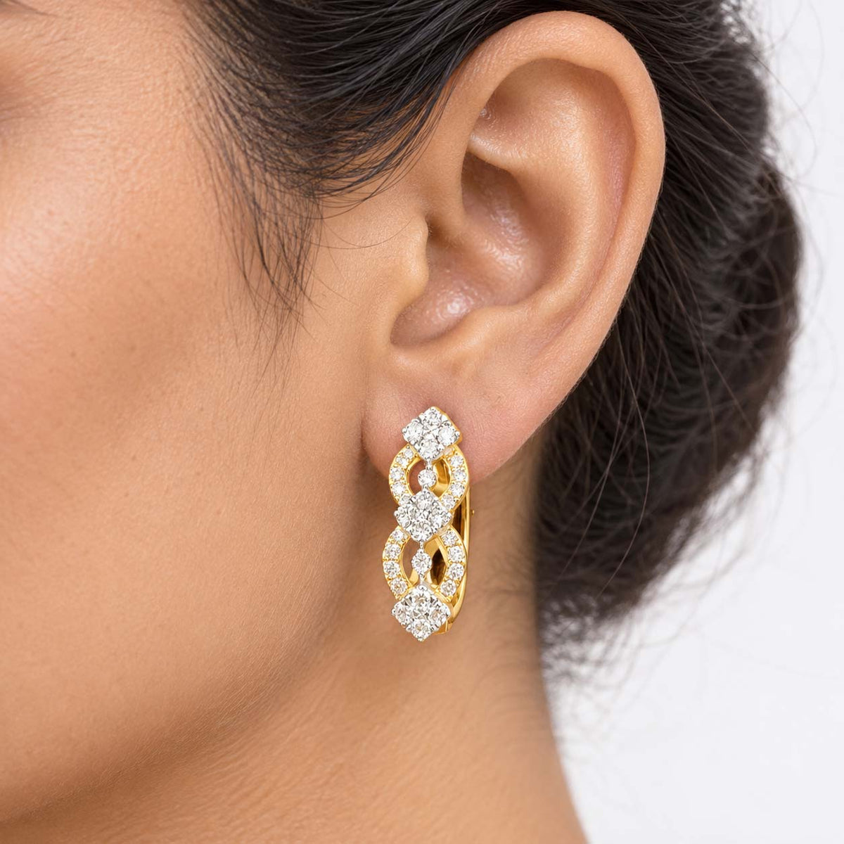 Brilliant Cut Diamond Bali Earrings 0.82 Ct | 18Kt Gold | Savya Jewels