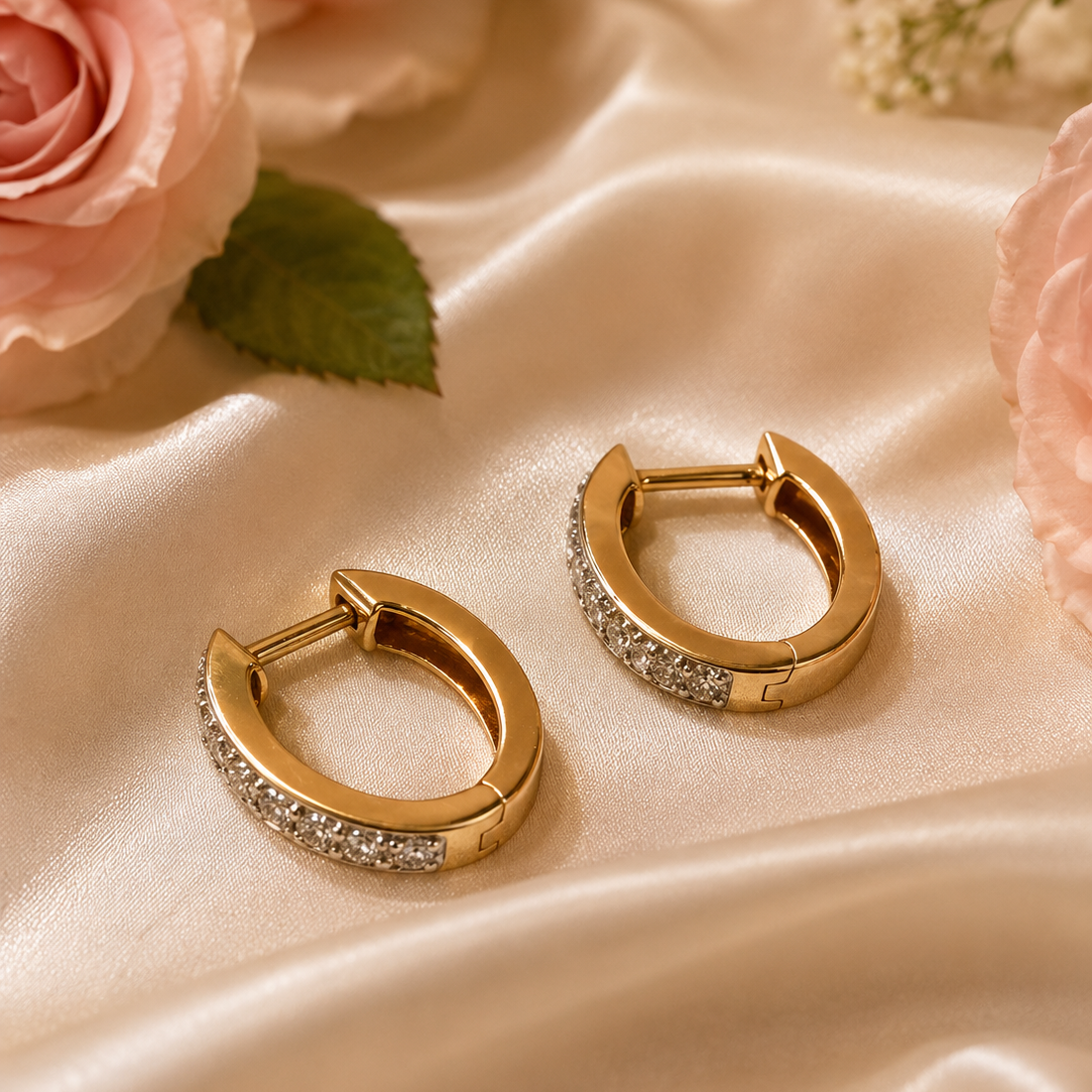 Lustrous Diamond Bali Earrings – 0.66 Ct Brilliant-Cut Diamonds in 14Kt Gold for Timeless Style