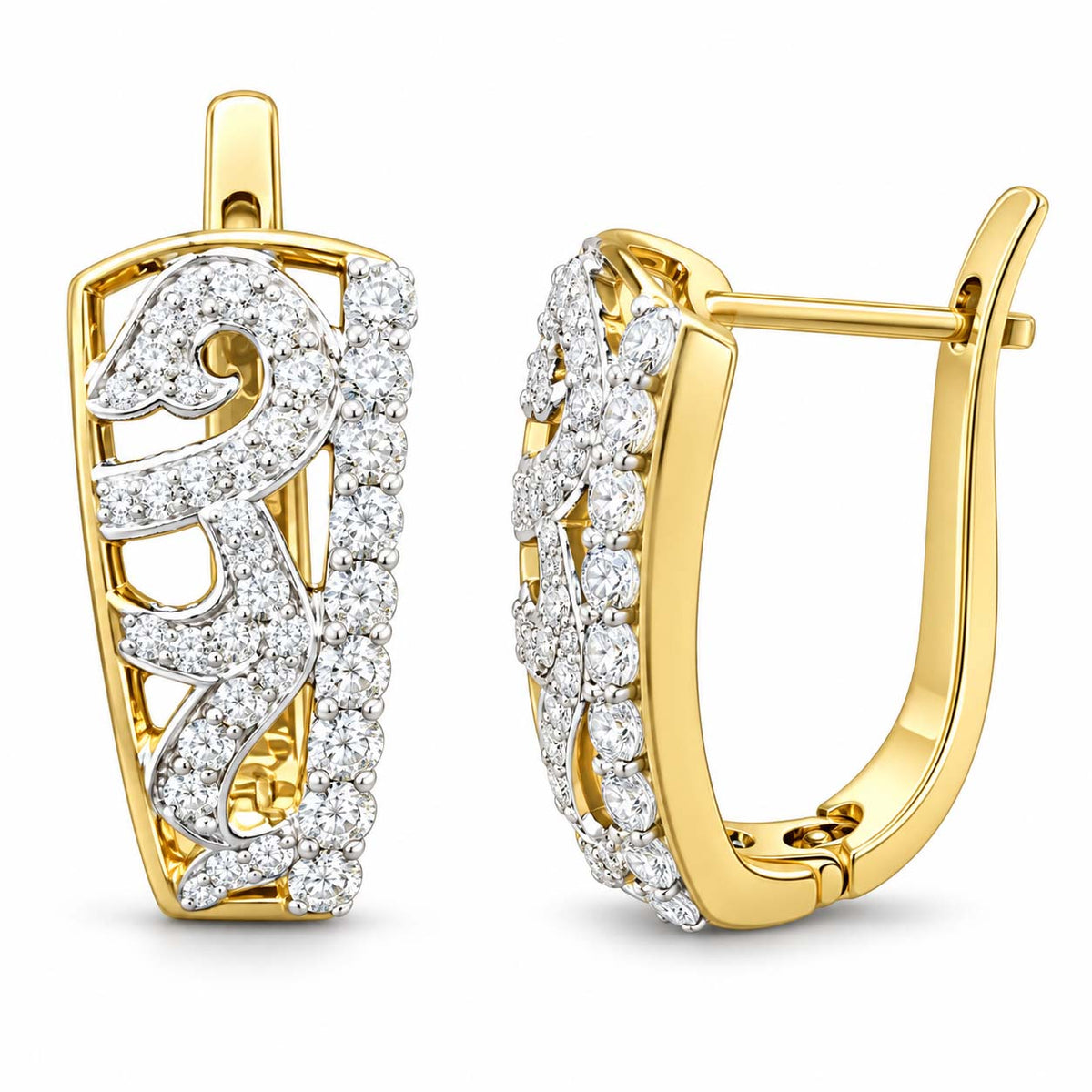 Brilliant Cut Diamond Bali Earrings 1.15 Ct | 14Kt Gold | Savya Jewels