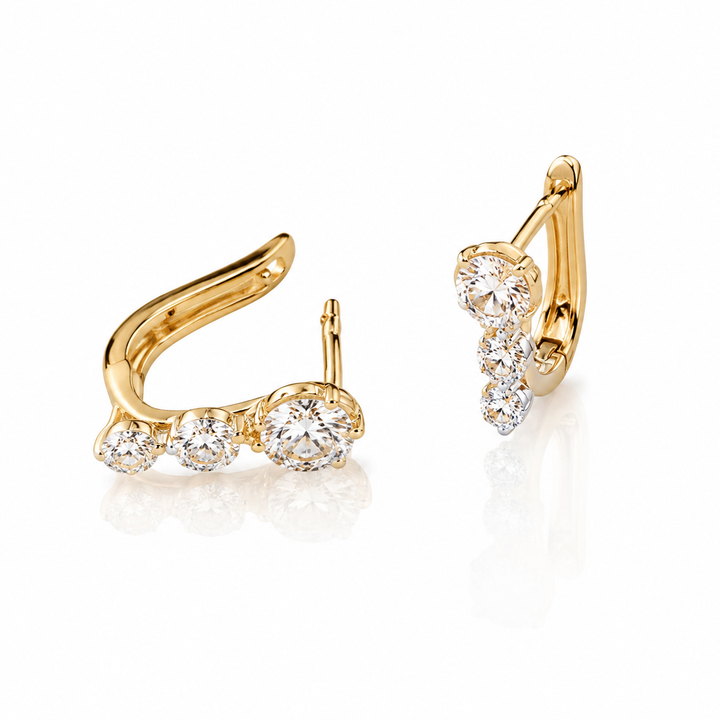 Everyday Elegance Diamond Bali Earrings – Brilliant-Cut Diamonds in 14Kt Gold for Daily Wear