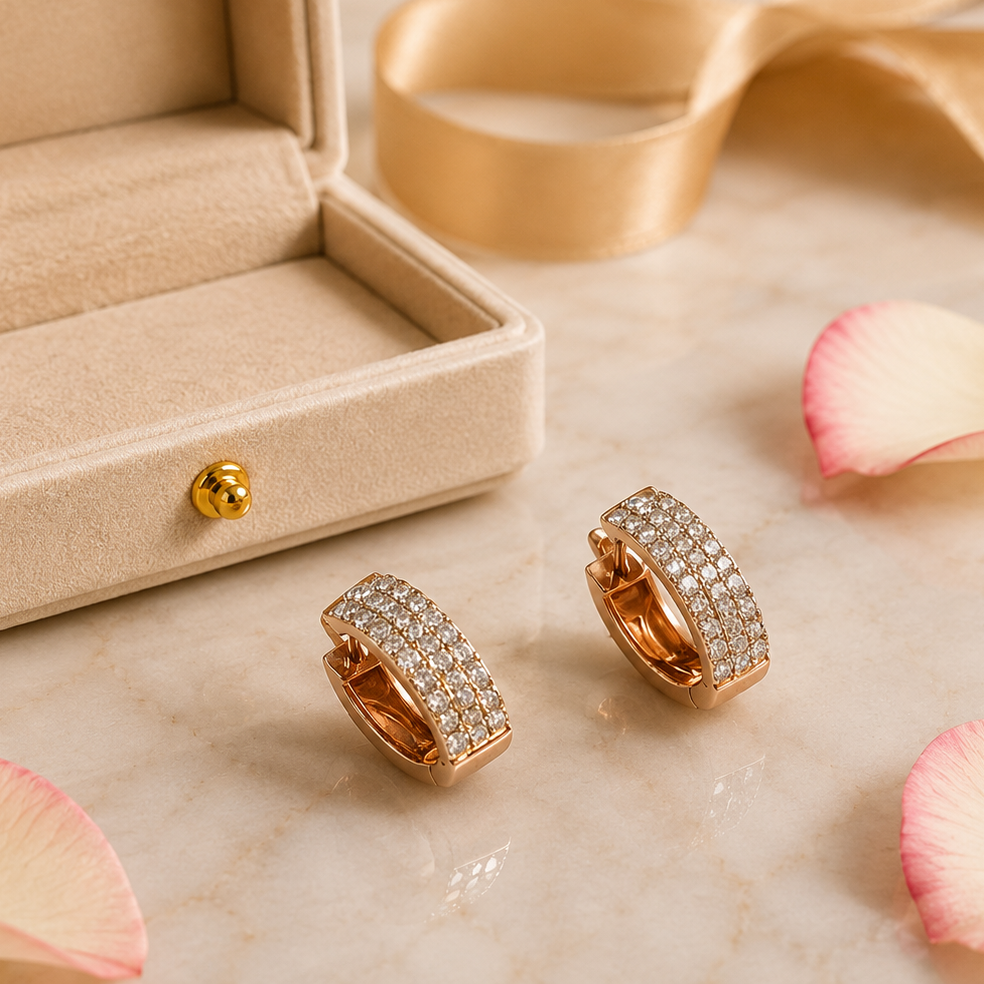 Opulent Diamond Bali Earrings – 1.15 Ct Brilliant-Cut Diamonds in 14Kt Gold for Timeless Luxury