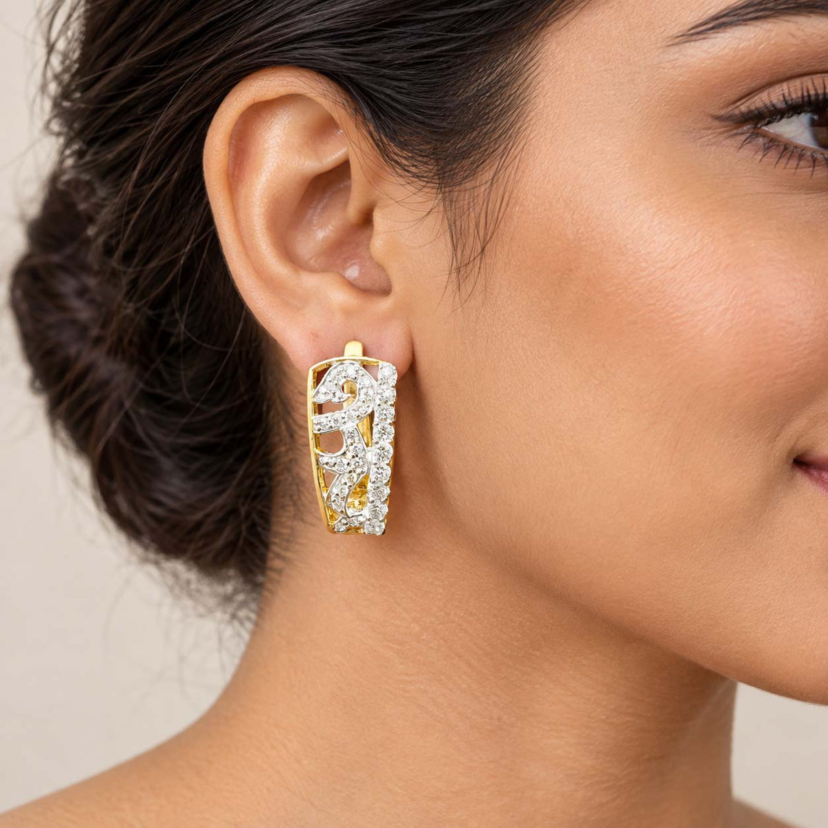 Brilliant Cut Diamond Bali Earrings 1.15 Ct | 14Kt Gold | Savya Jewels