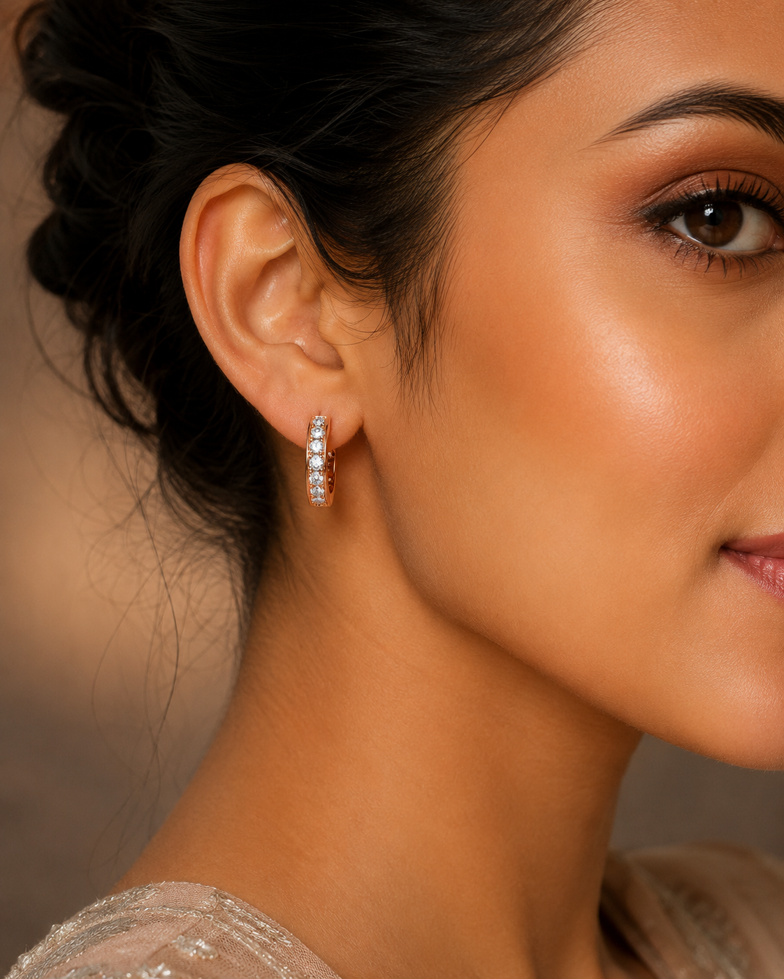Graceful Diamond Bali Earrings – 0.47 Ct Brilliant-Cut Diamonds in 14Kt Gold for Everyday Charm