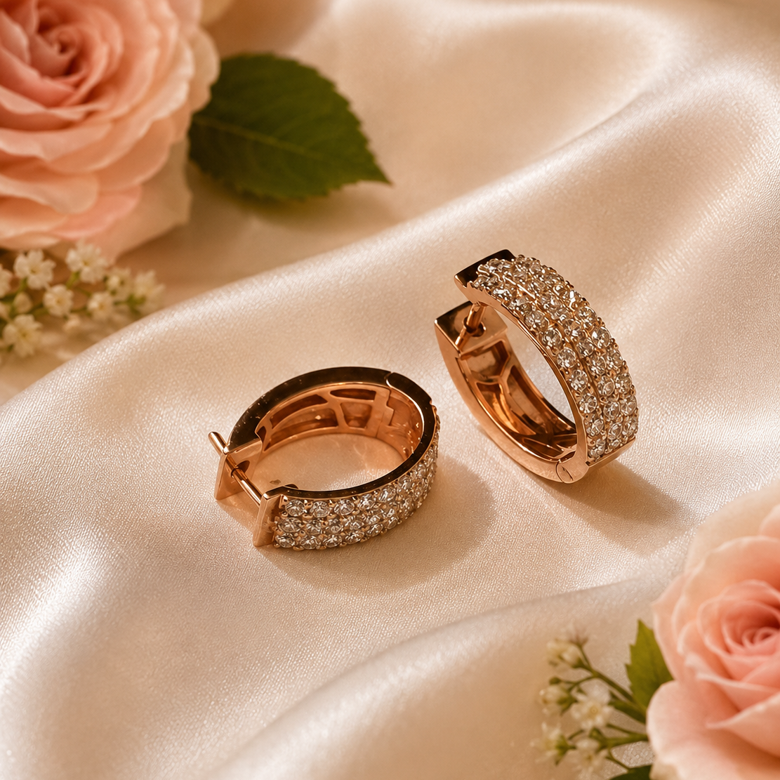 Opulent Diamond Bali Earrings – 1.15 Ct Brilliant-Cut Diamonds in 14Kt Gold for Timeless Luxury