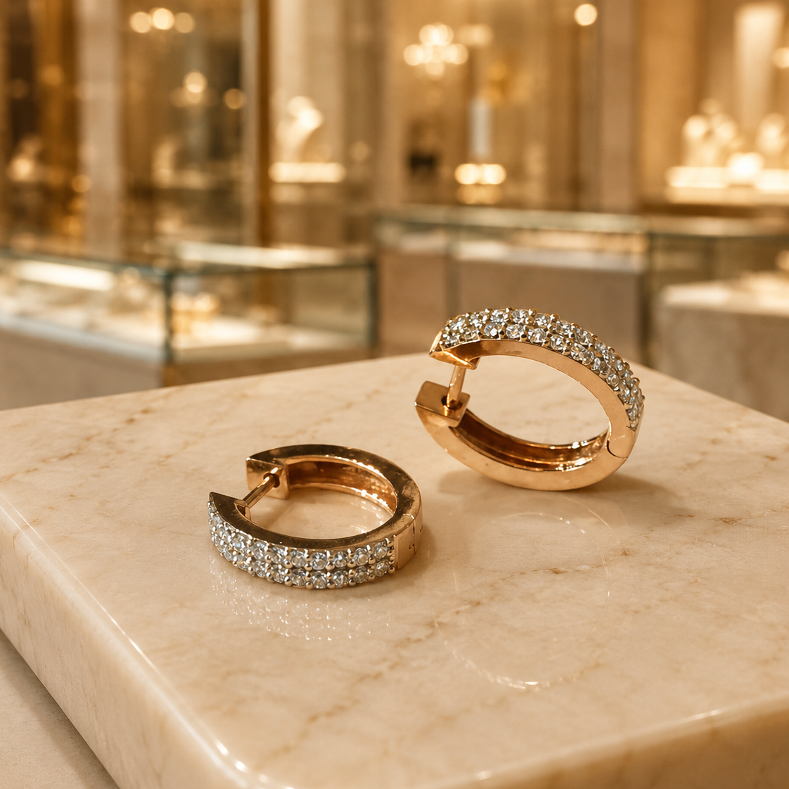 Radiant Diamond Bali Earrings – Brilliant-Cut Diamonds in 14Kt Gold with Luxurious Sparkle