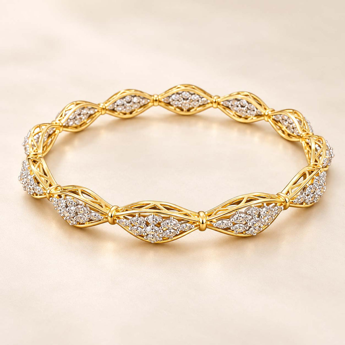 4.427 Ct Diamond Bangles in Yellow Gold | Savya Jewels