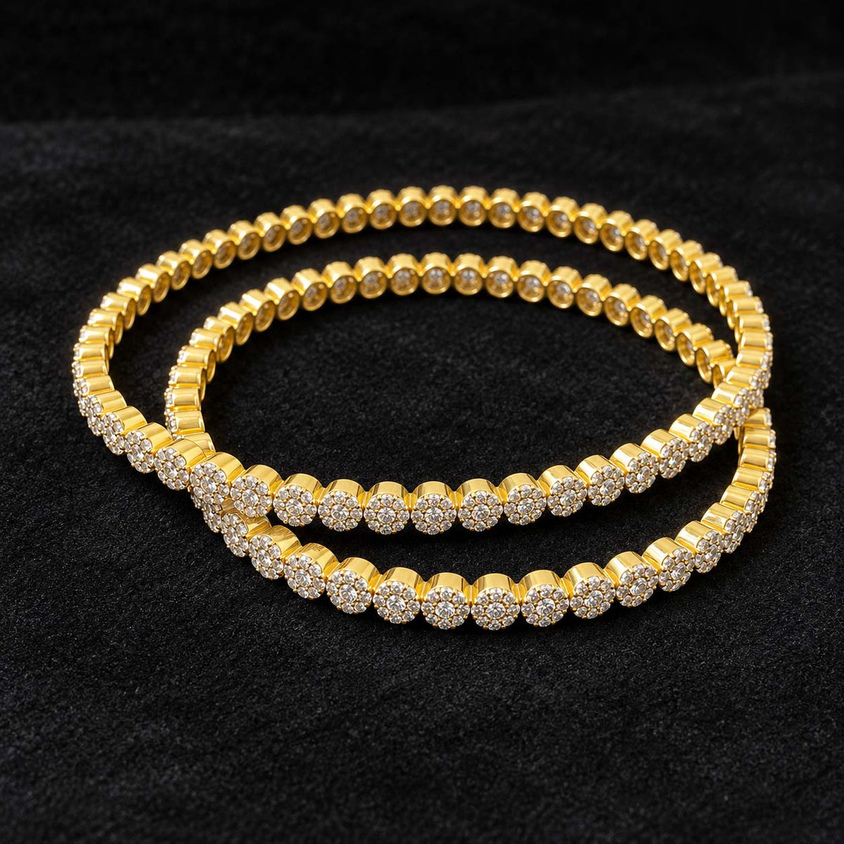 7.685 Ct Diamond Bangles in Yellow Gold | Savya Jewels