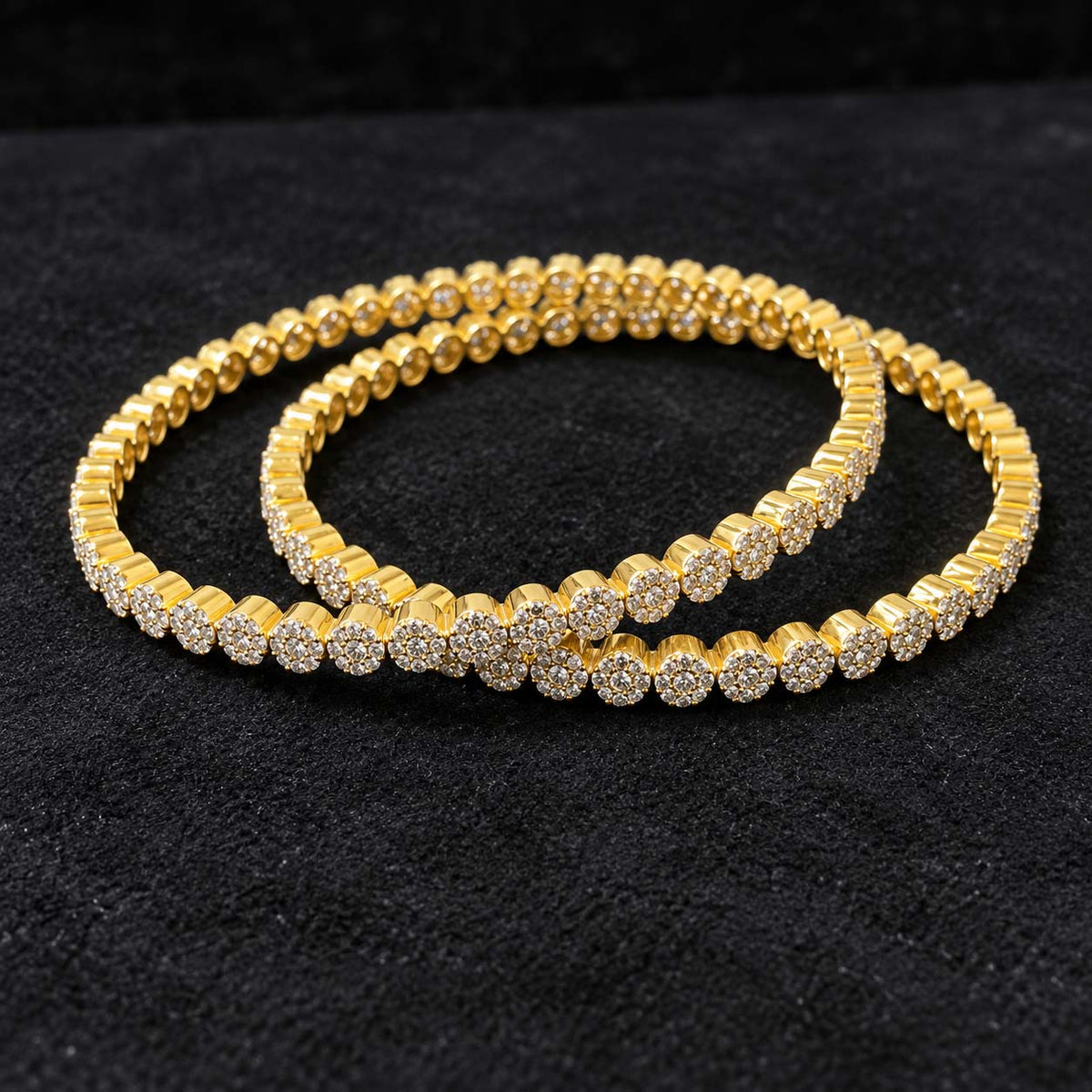 7.685 Ct Diamond Bangles in Yellow Gold | Savya Jewels
