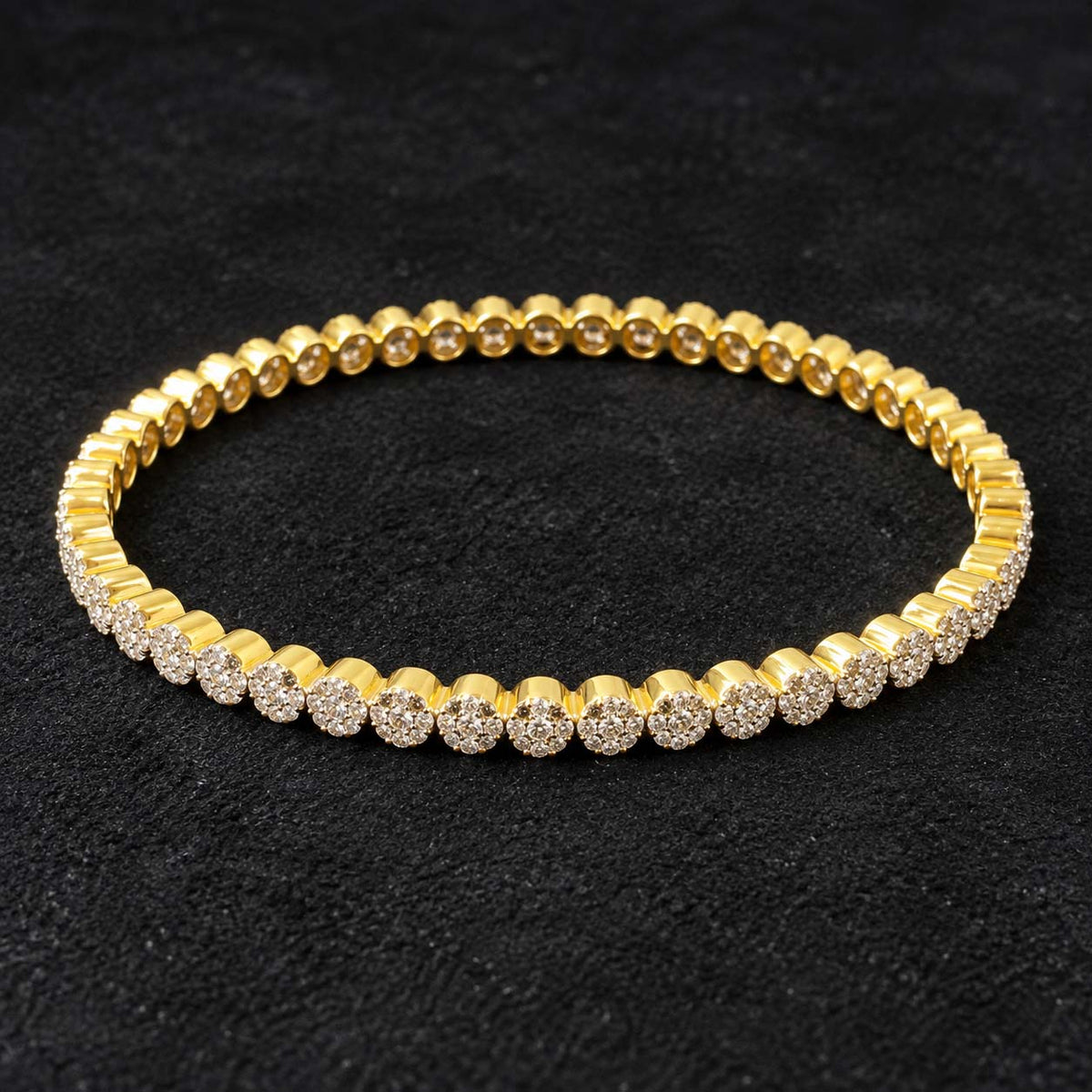 7.685 Ct Diamond Bangles in Yellow Gold | Savya Jewels