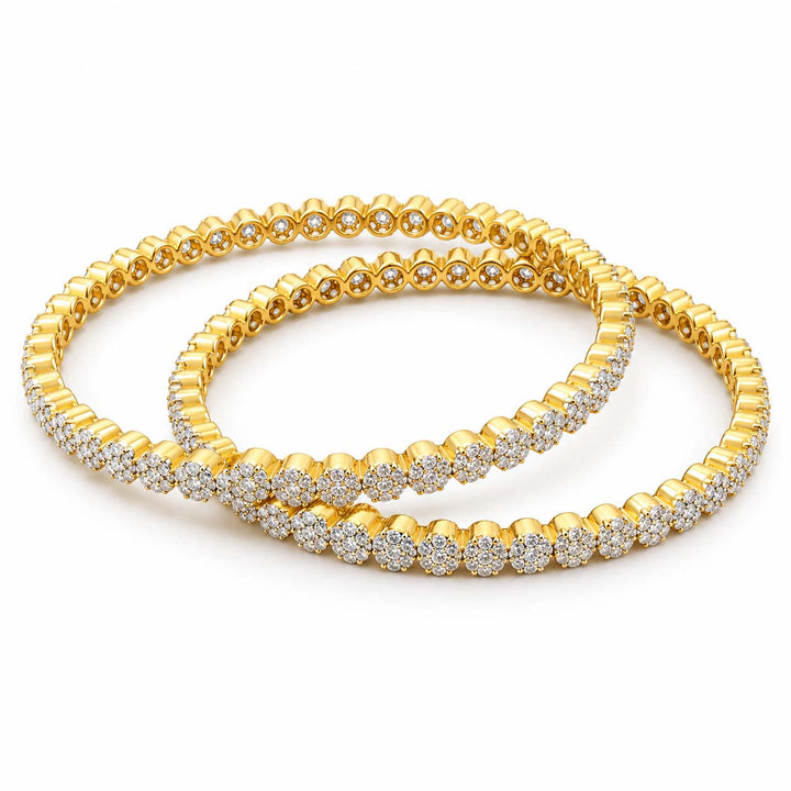 7.685 Ct Diamond Bangles in Yellow Gold | Savya Jewels